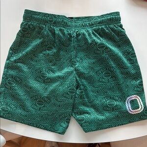 Green Patterned Kids Shorts
